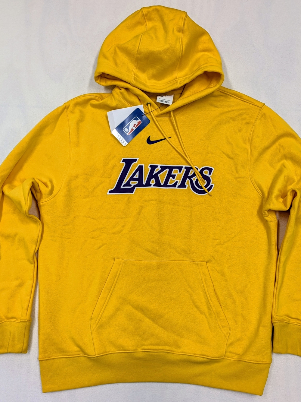 Nike Lakers Wordmark Club Hoodie Men's L NWT Purple White Los Angeles